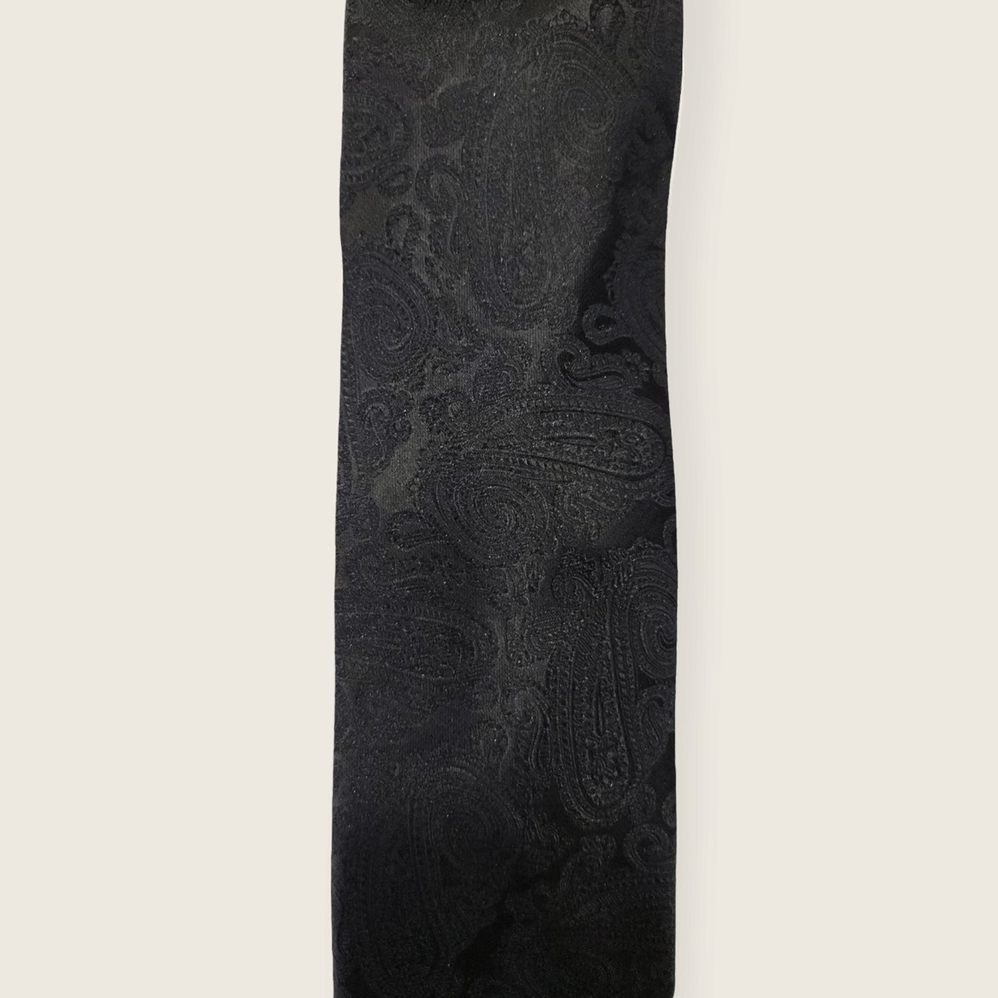 Tie and Hankie Set - Tonal Paisley Black I081769