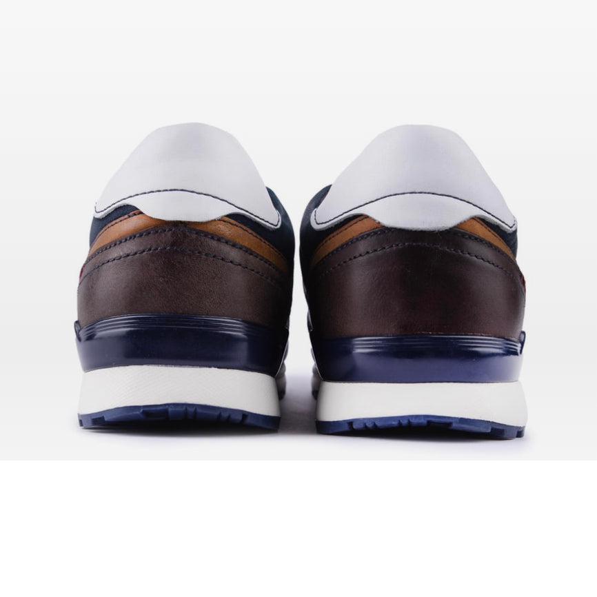 Brescia Leather Trainers - Navy