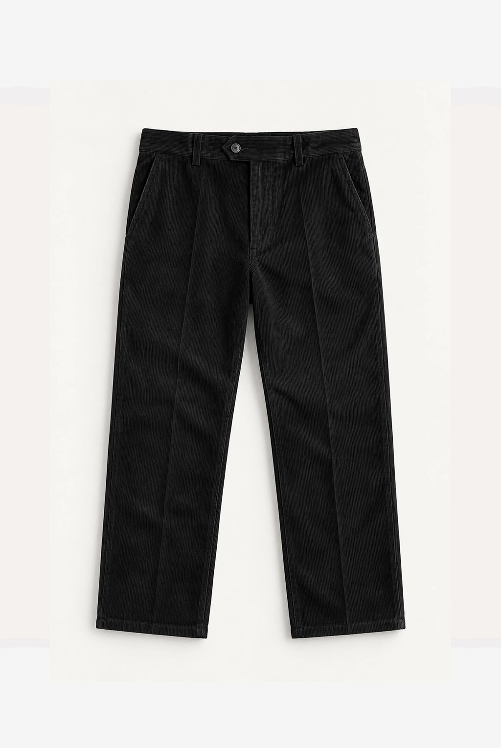 Straight Fit Corduroy Trousers - Black