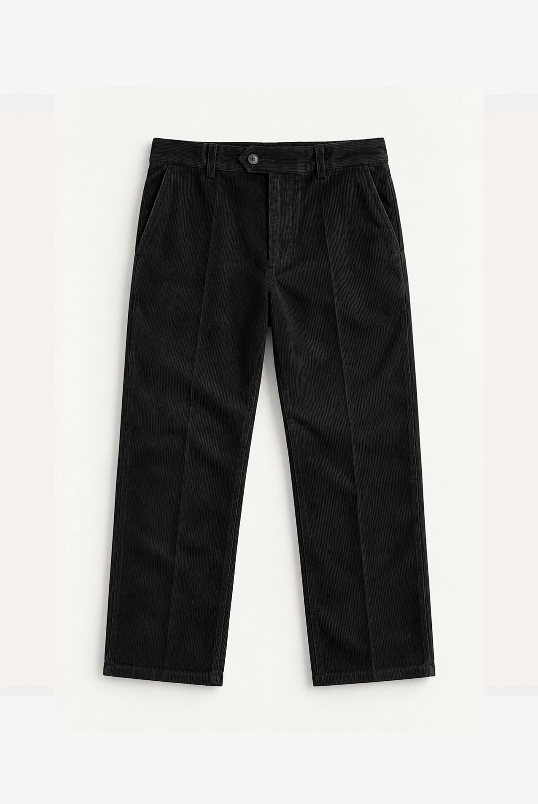 Straight Fit Corduroy Trousers - Black