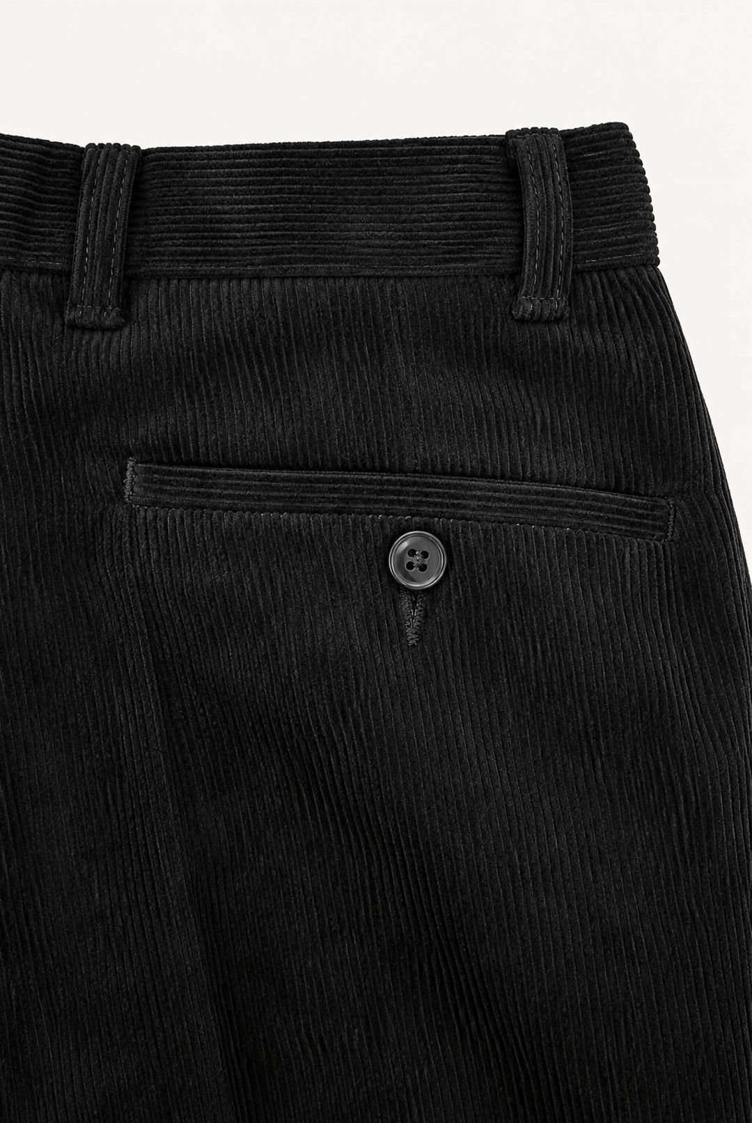 Straight Fit Corduroy Trousers - Black