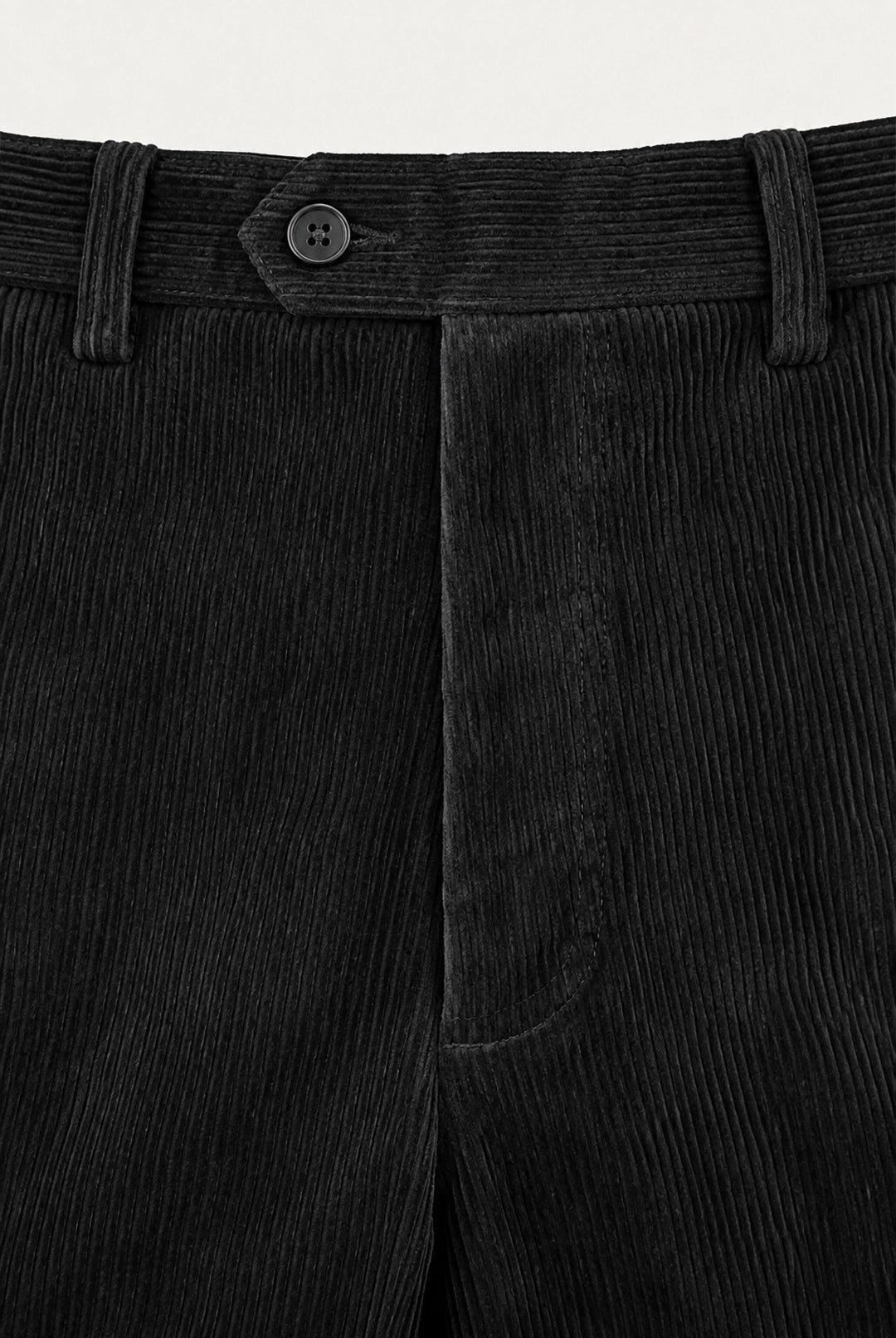 Straight Fit Corduroy Trousers - Black