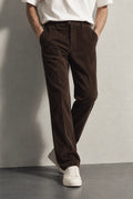 Straight Fit Corduroy Trousers - Brown