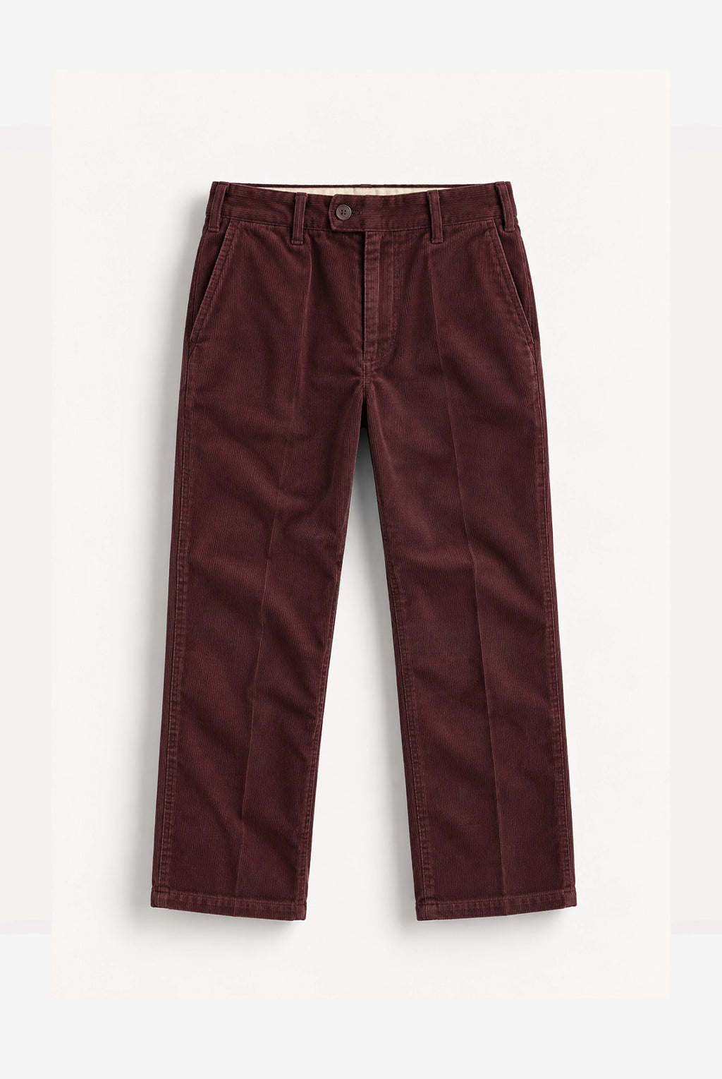 Straight Fit Corduroy Trousers - Wine
