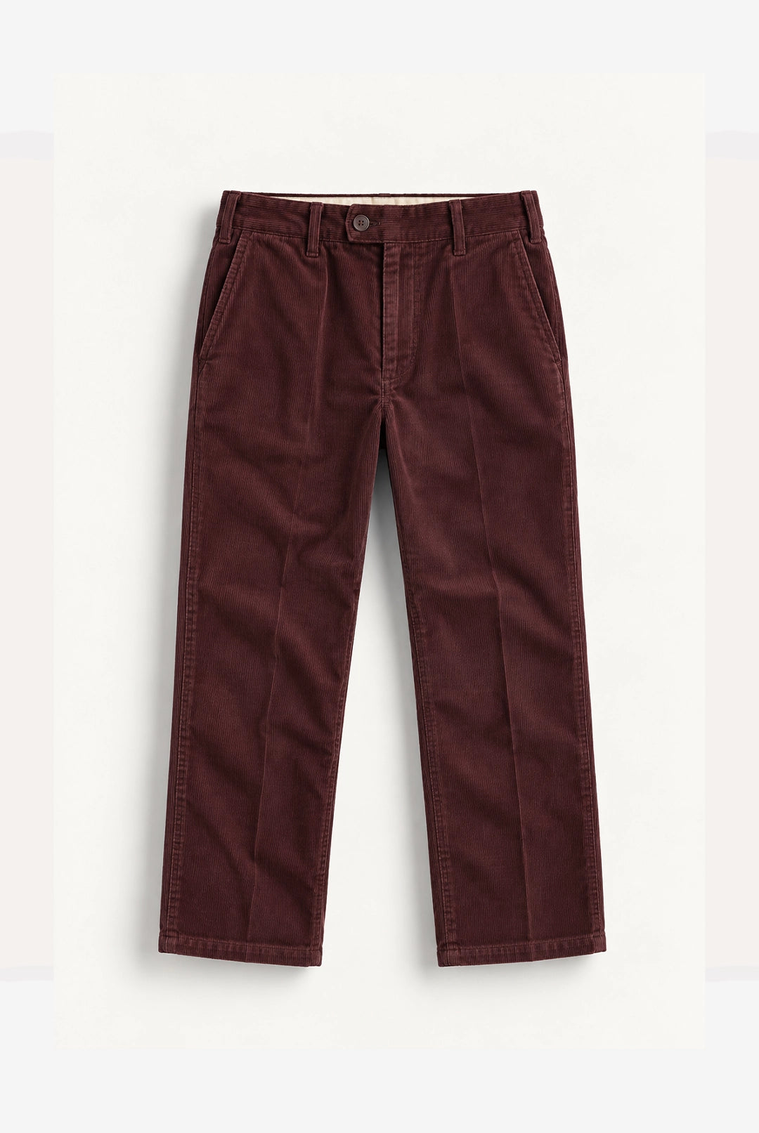 Straight Fit Corduroy Trousers - Wine