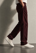 Straight Fit Corduroy Trousers - Wine