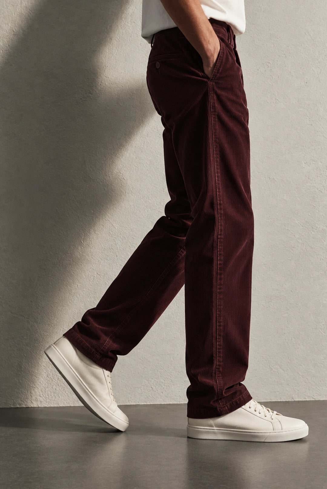 Straight Fit Corduroy Trousers - Wine