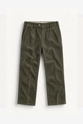 Straight Fit Corduroy Trousers - Olive Green