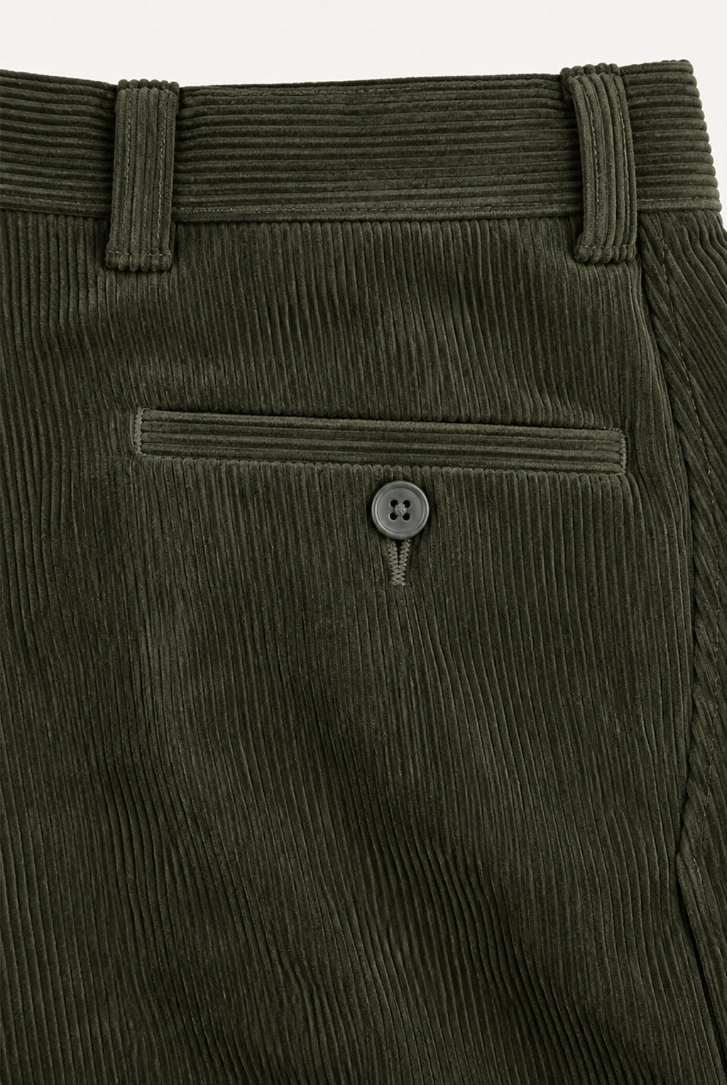 Straight Fit Corduroy Trousers - Olive Green