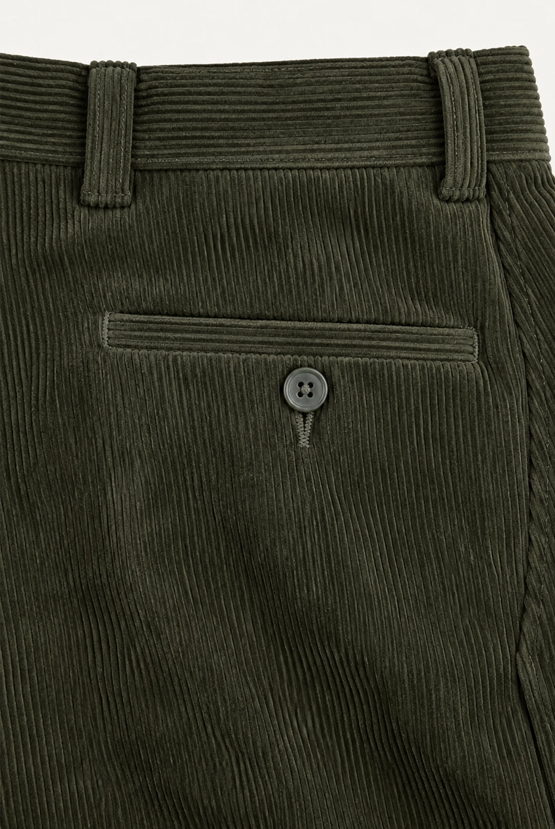 Straight Fit Corduroy Trousers - Olive Green
