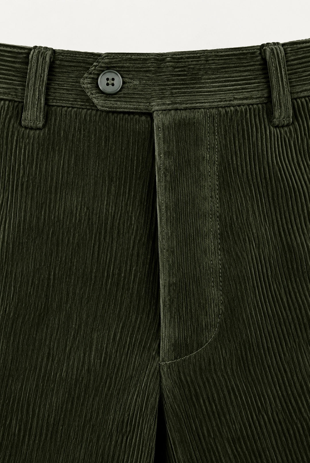 Straight Fit Corduroy Trousers - Olive Green