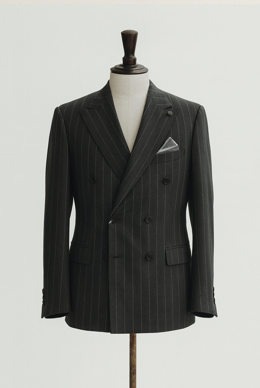 Black Pinstripe Double-Breasted Suit 2-Piece