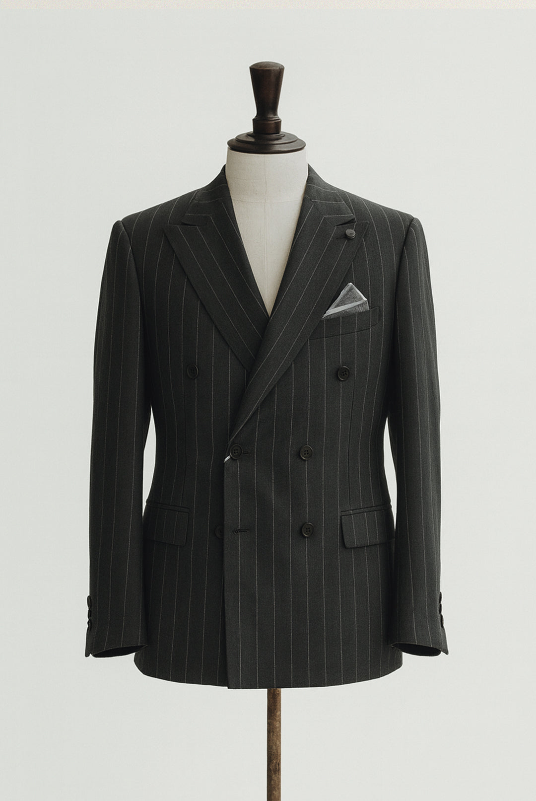 Black Pinstripe Double-Breasted Suit 2-Piece