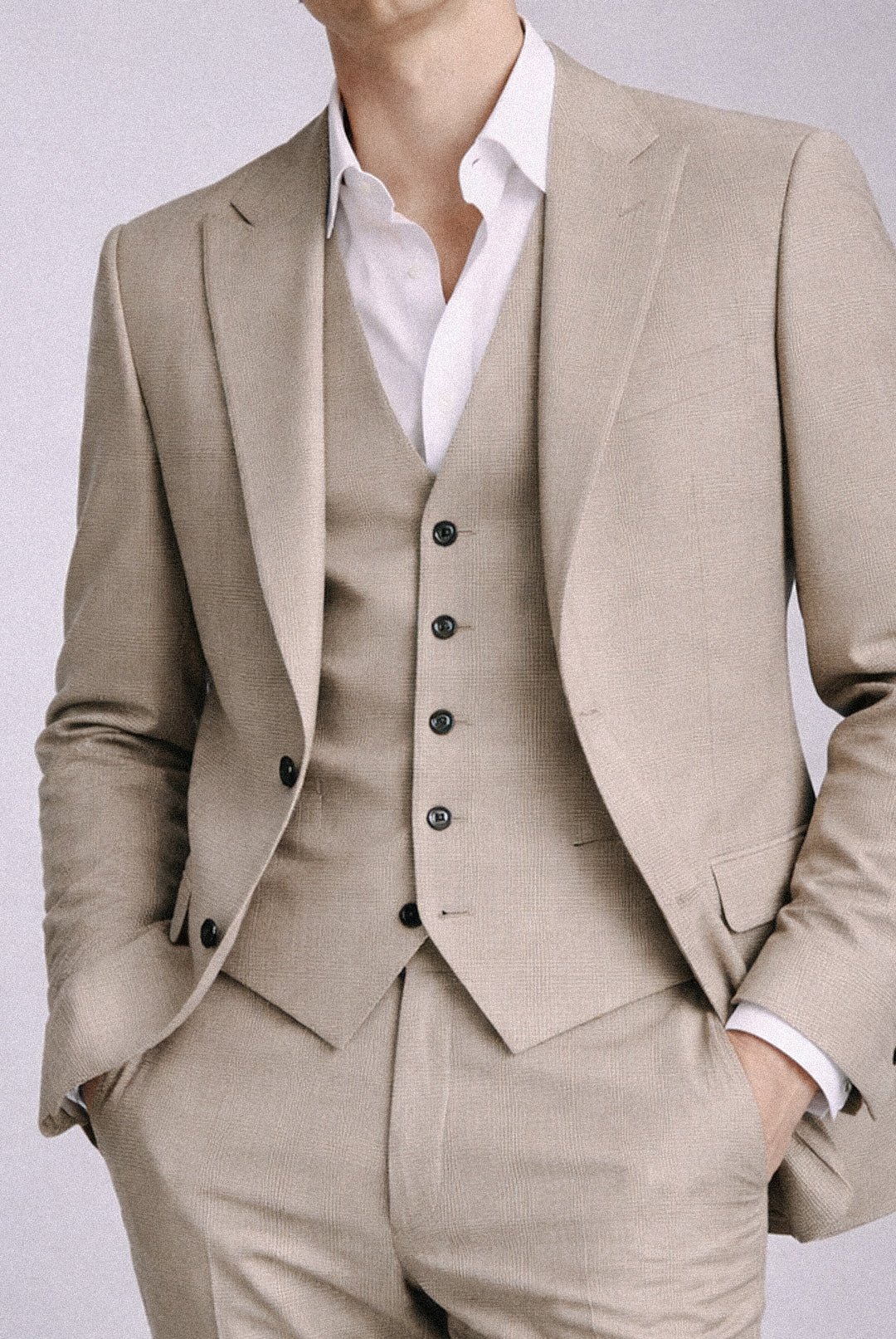 Stone Check Charlie Suit - Waistcoat