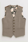 Cannon Brown Houndstooth 3 Piece Suit - Waistcoat