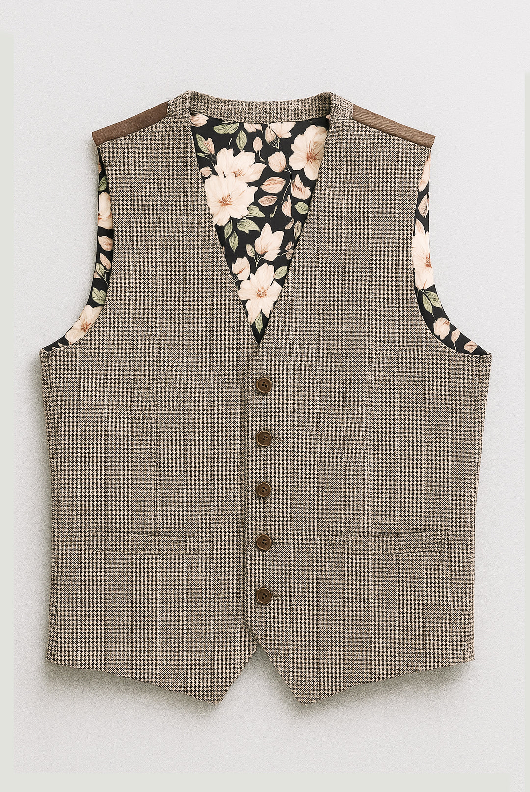 Cannon Brown Houndstooth 3 Piece Suit - Waistcoat