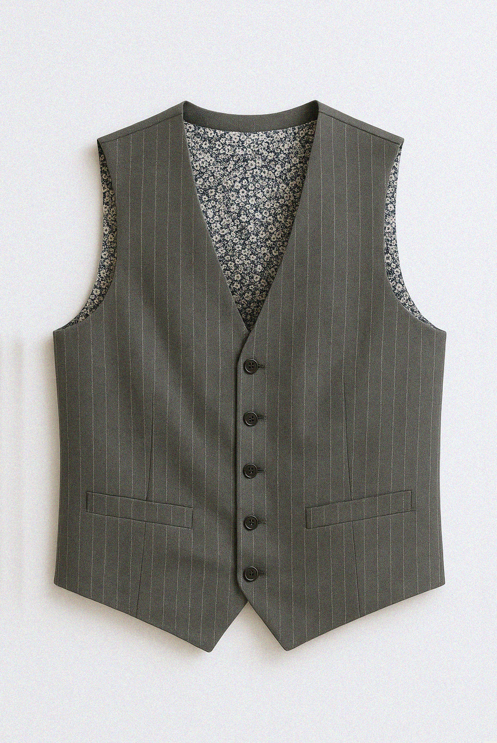 Cassius Dark Grey Pinstripe 3-Piece Suit - Waistcoat