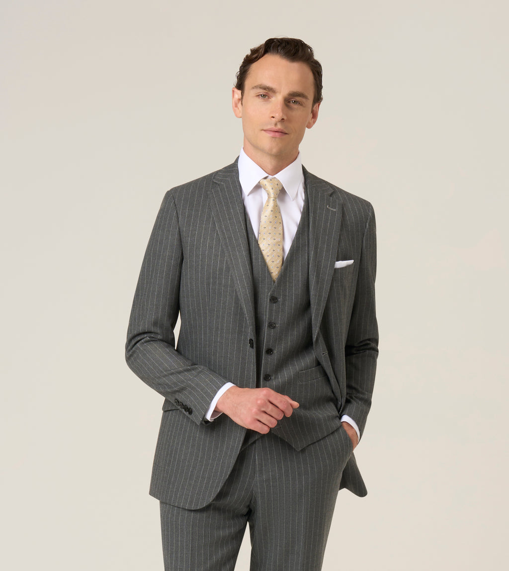 Cassius Dark Grey Pinstripe 3-Piece Suit - Jacket