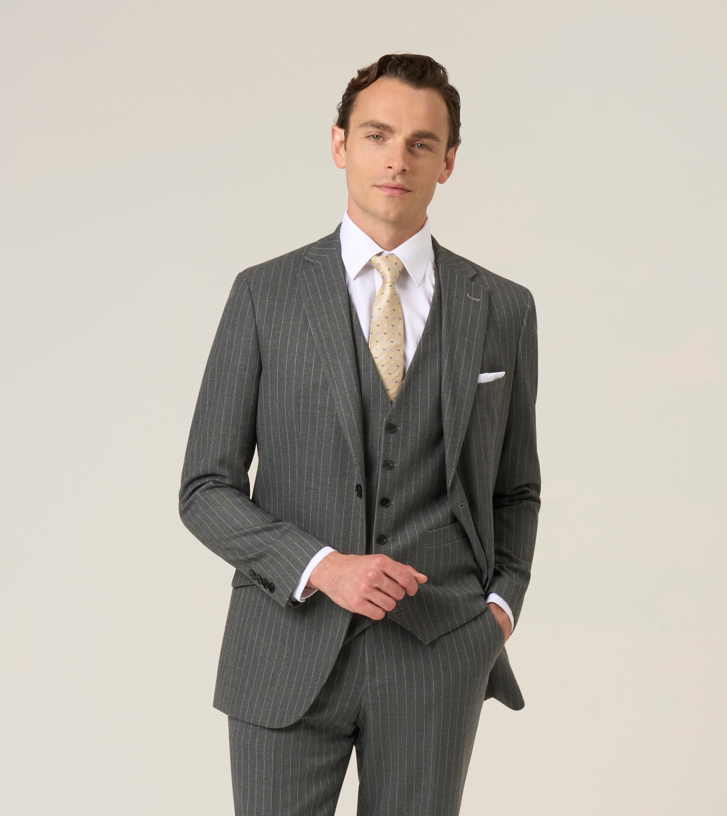 Cassius Dark Grey Pinstripe 3-Piece Suit - Jacket