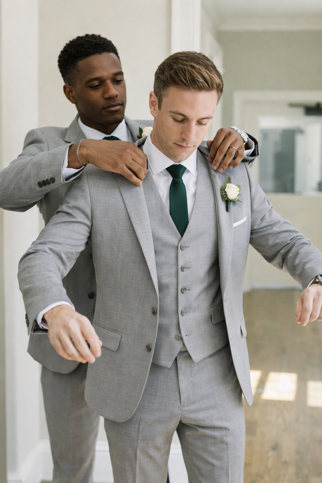 Dale Light Grey Tapered Stretch Fit Suit - Jacket