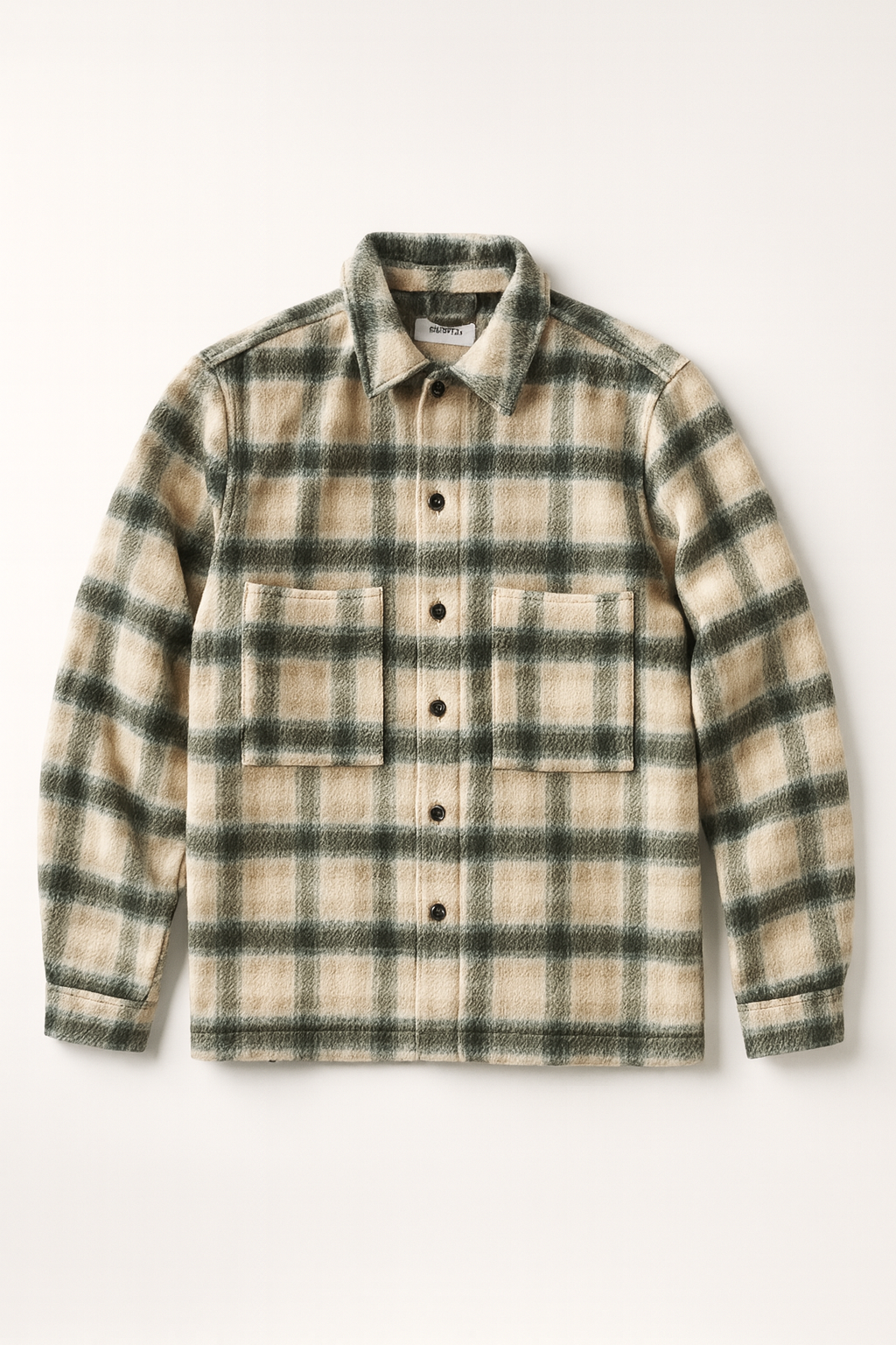 Plaid Flannel Shacket – Green & Cream