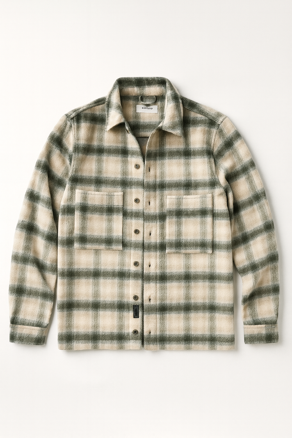 Plaid Flannel Shacket – Green & Cream