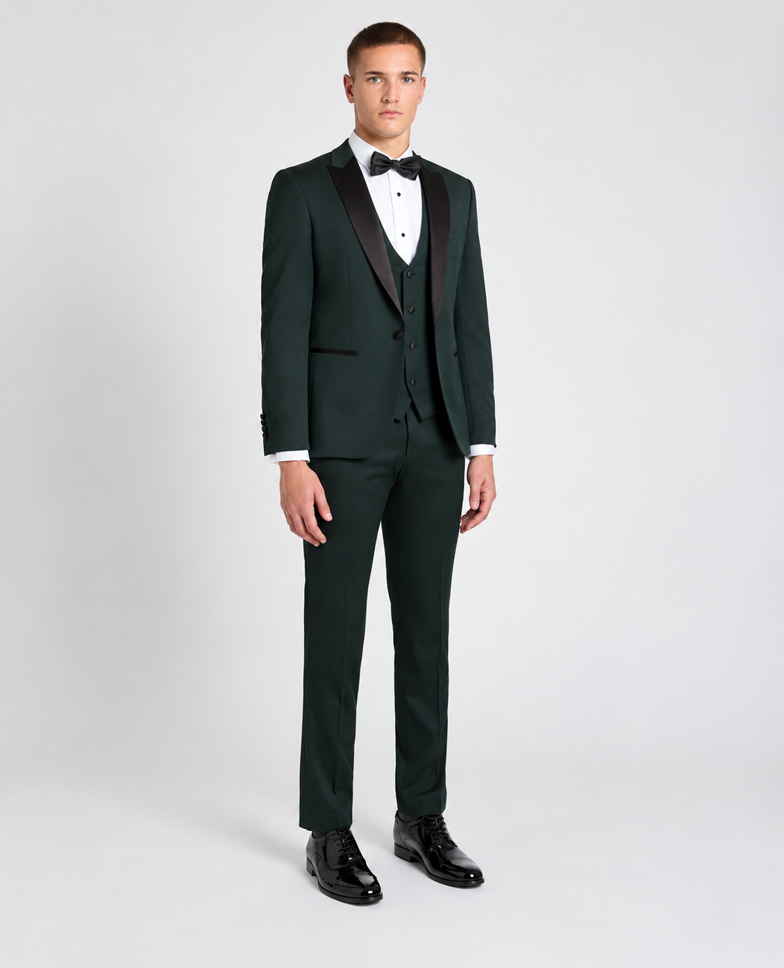 Passo Tapered Fit Textured Dinner Jacket - Green