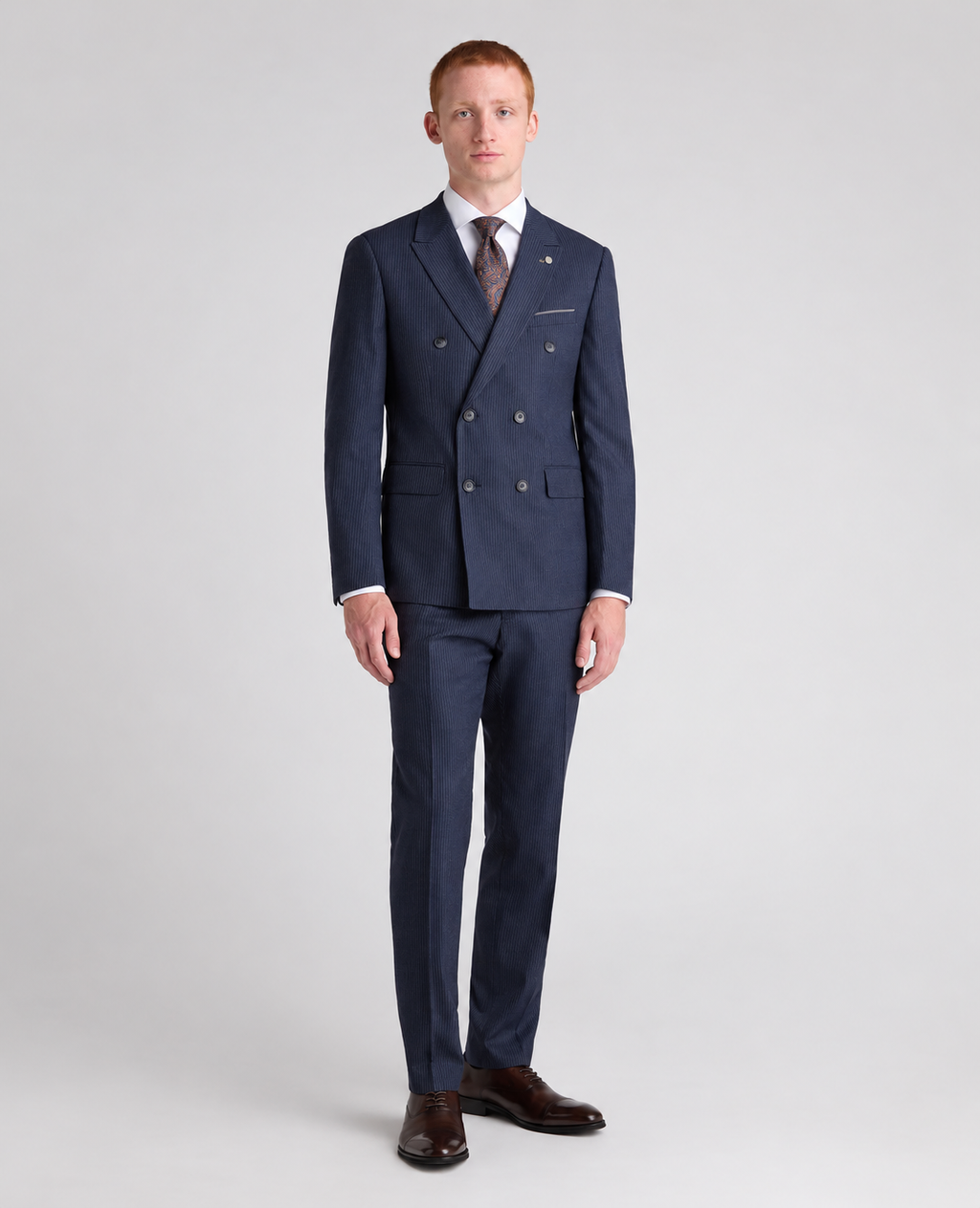 Remus Uomo Navy Pinstripe Double Breasted Suit