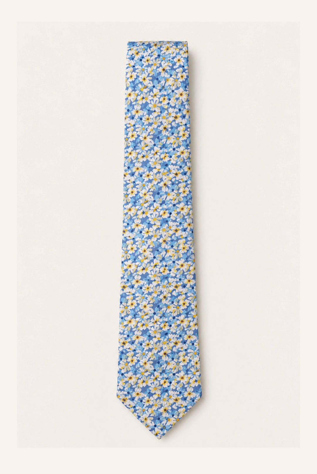 Cotton Daisy Design Tie & Hankie Set - Light Blue