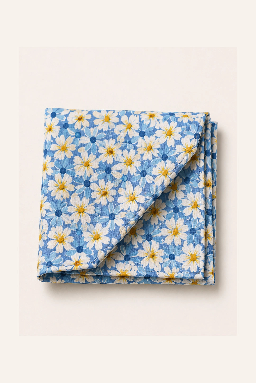 Cotton Daisy Design Tie & Hankie Set - Light Blue