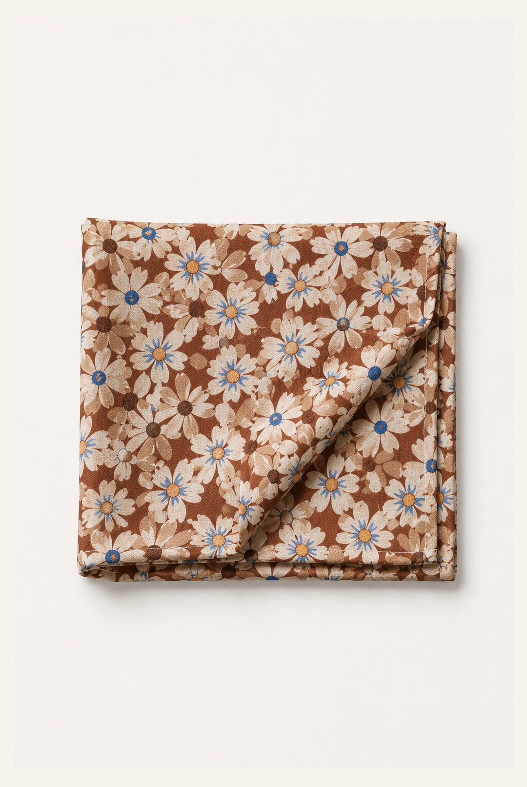 Cotton Daisy Design Tie & Hankie Set - Brown