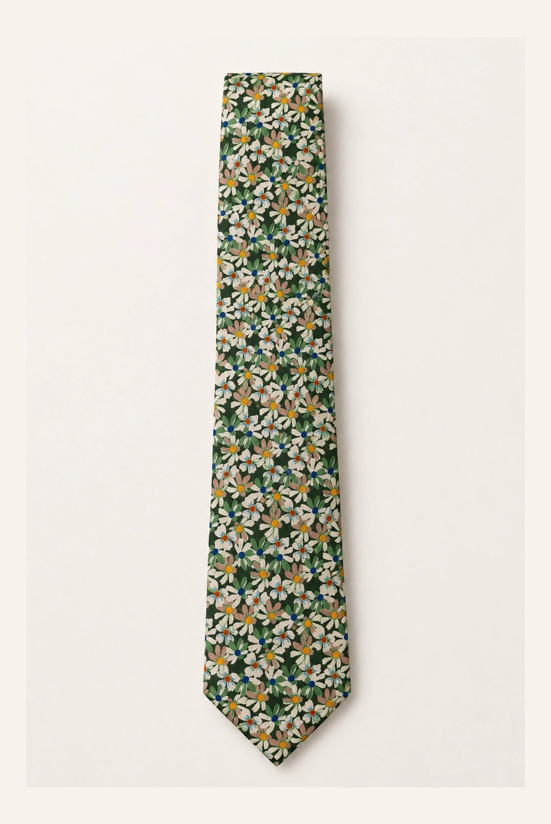 Cotton Daisy Design Tie & Hankie Set - Green