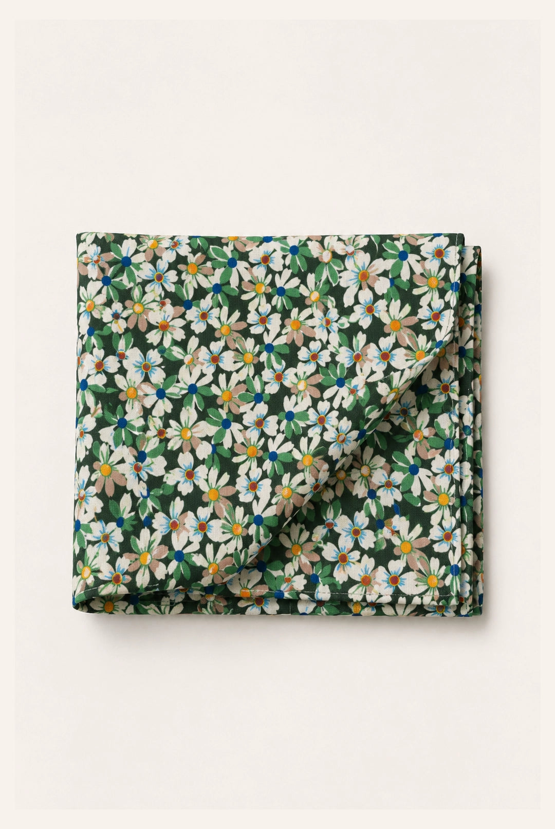 Cotton Daisy Design Tie & Hankie Set - Green