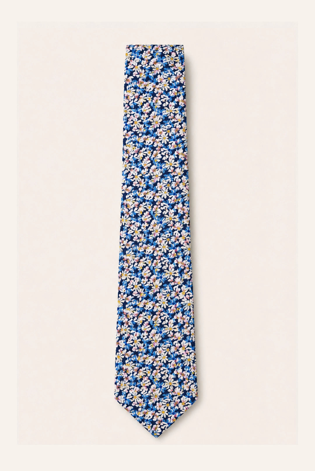 Cotton Daisy Design Tie & Hankie Set - Navy