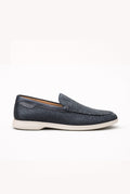 DAN Braided Leather Loafer - Navy Blue