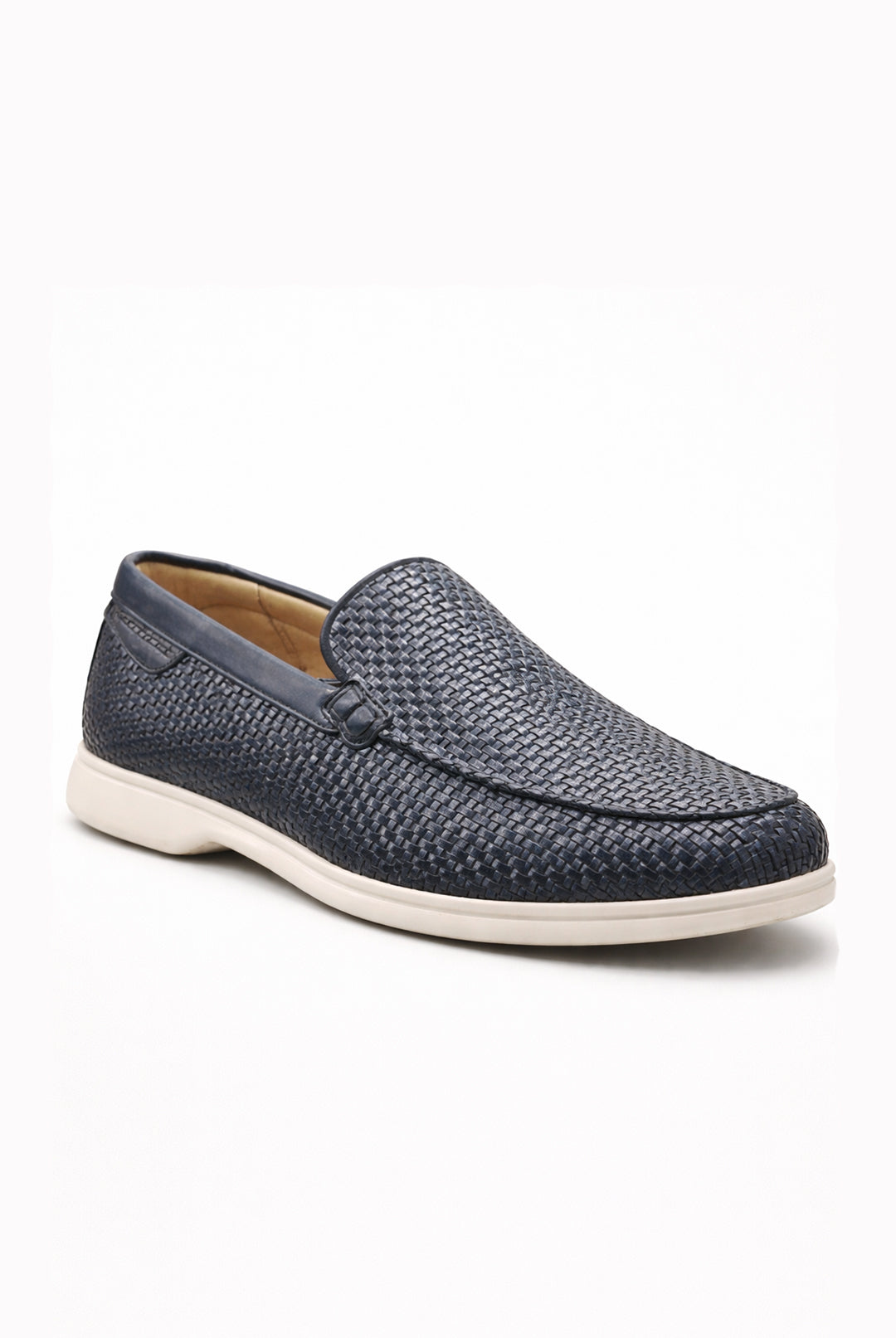 DAN Braided Leather Loafer - Navy Blue