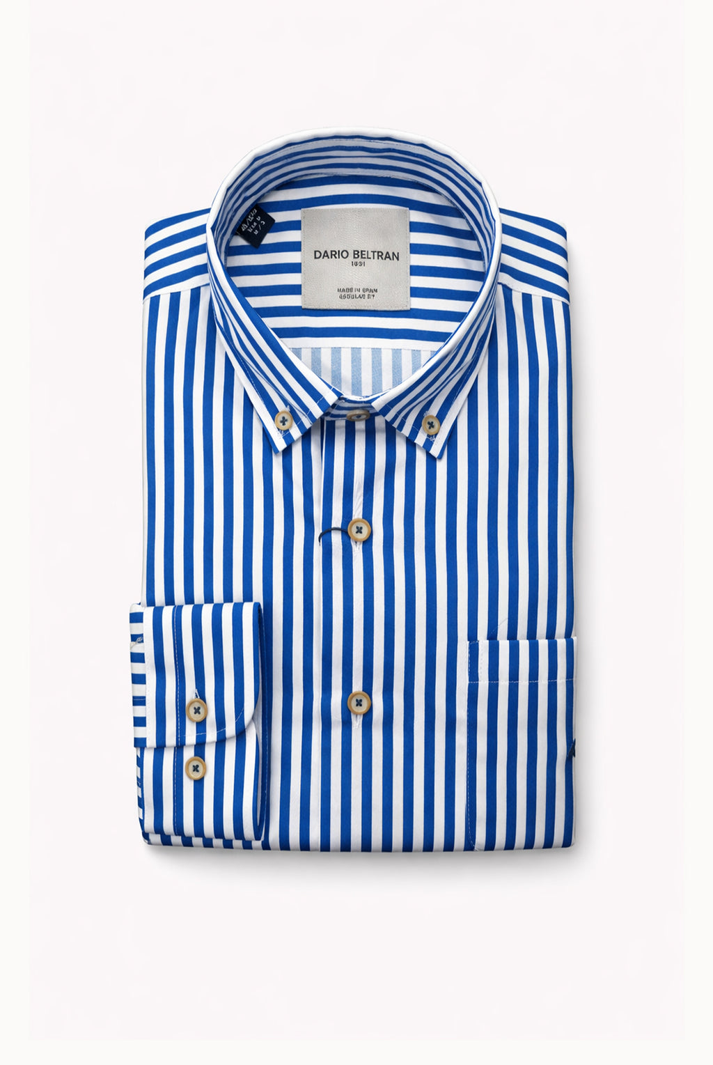 Button-Down Cotton Stripe Shirt - Blue