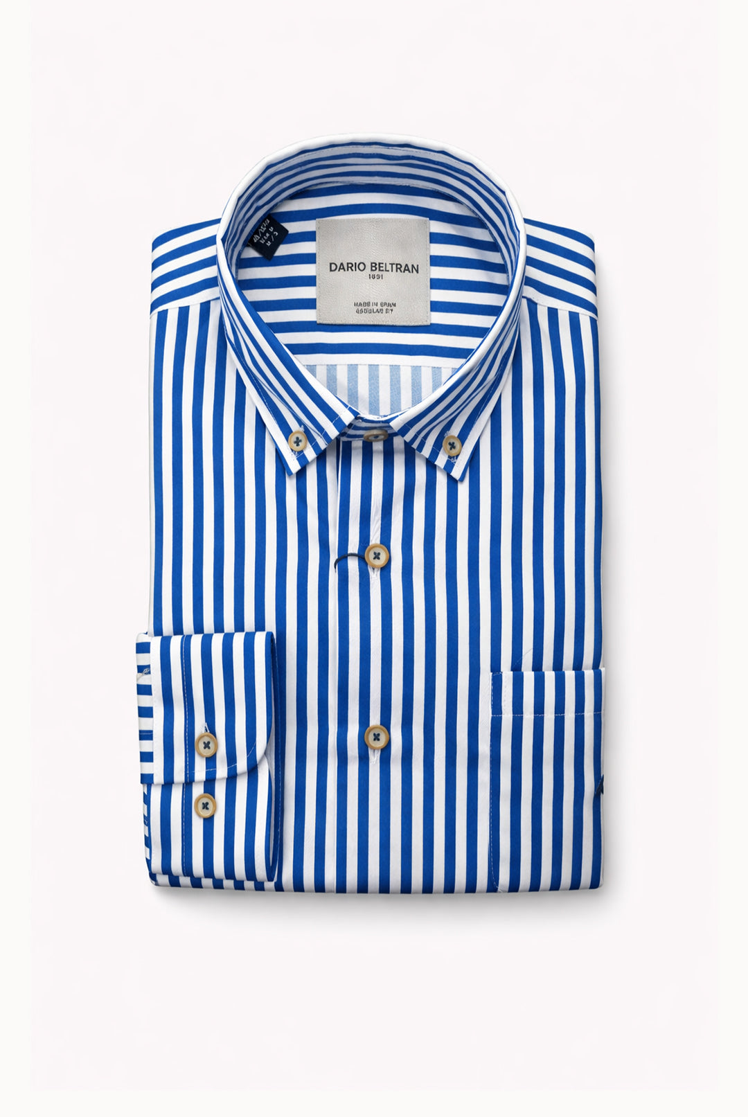 Button-Down Cotton Stripe Shirt - Blue