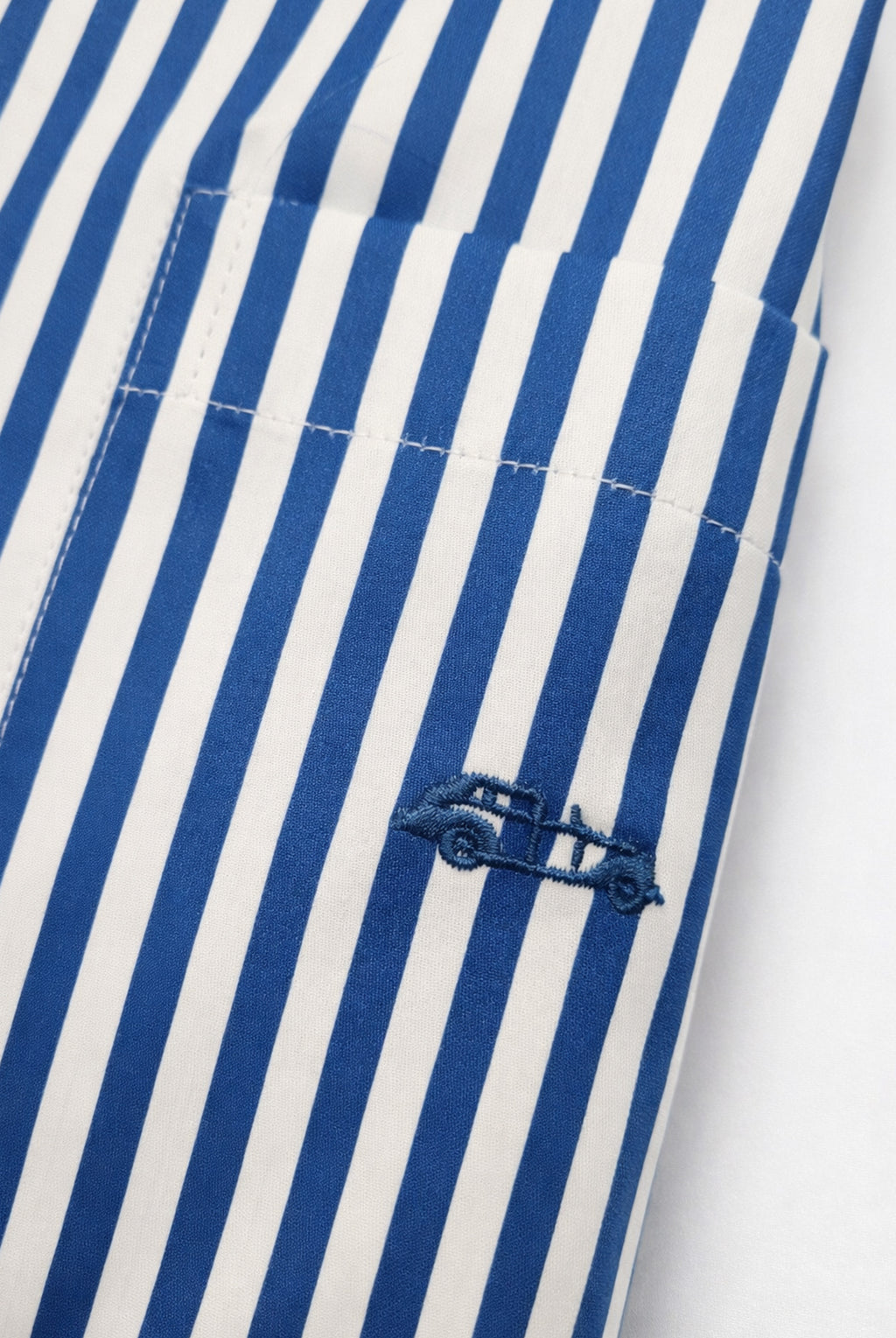 Button-Down Cotton Stripe Shirt - Blue