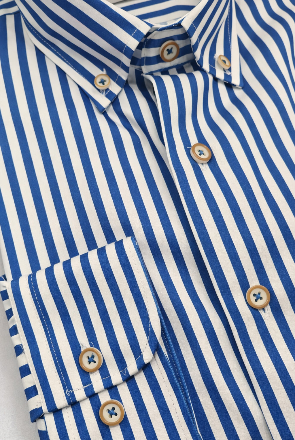 Button-Down Cotton Stripe Shirt - Blue