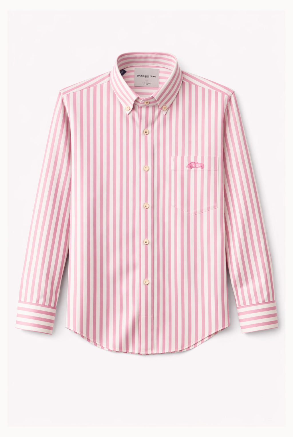 Button-Down Cotton Stripe Shirt - Pink