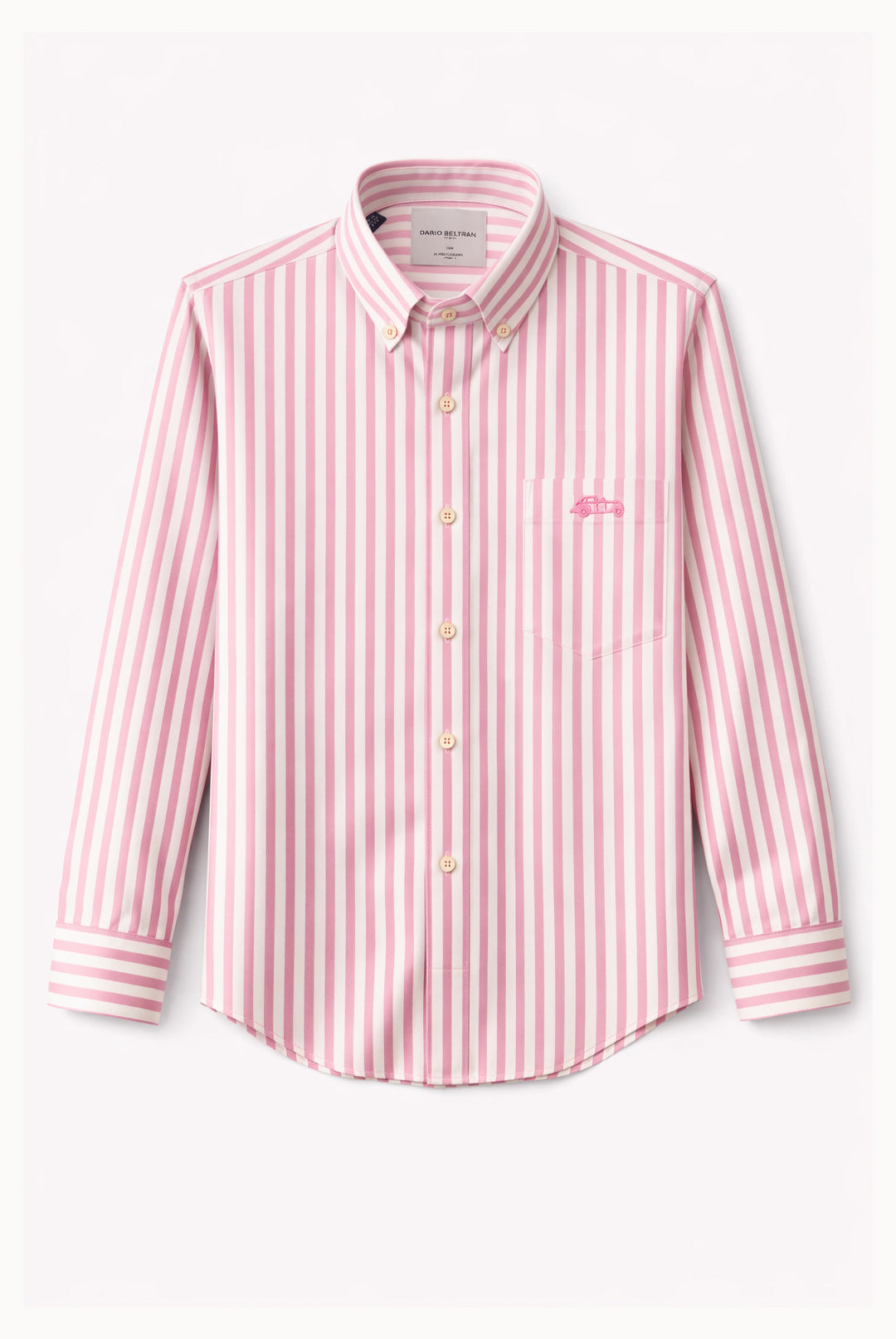 Button-Down Cotton Stripe Shirt - Pink