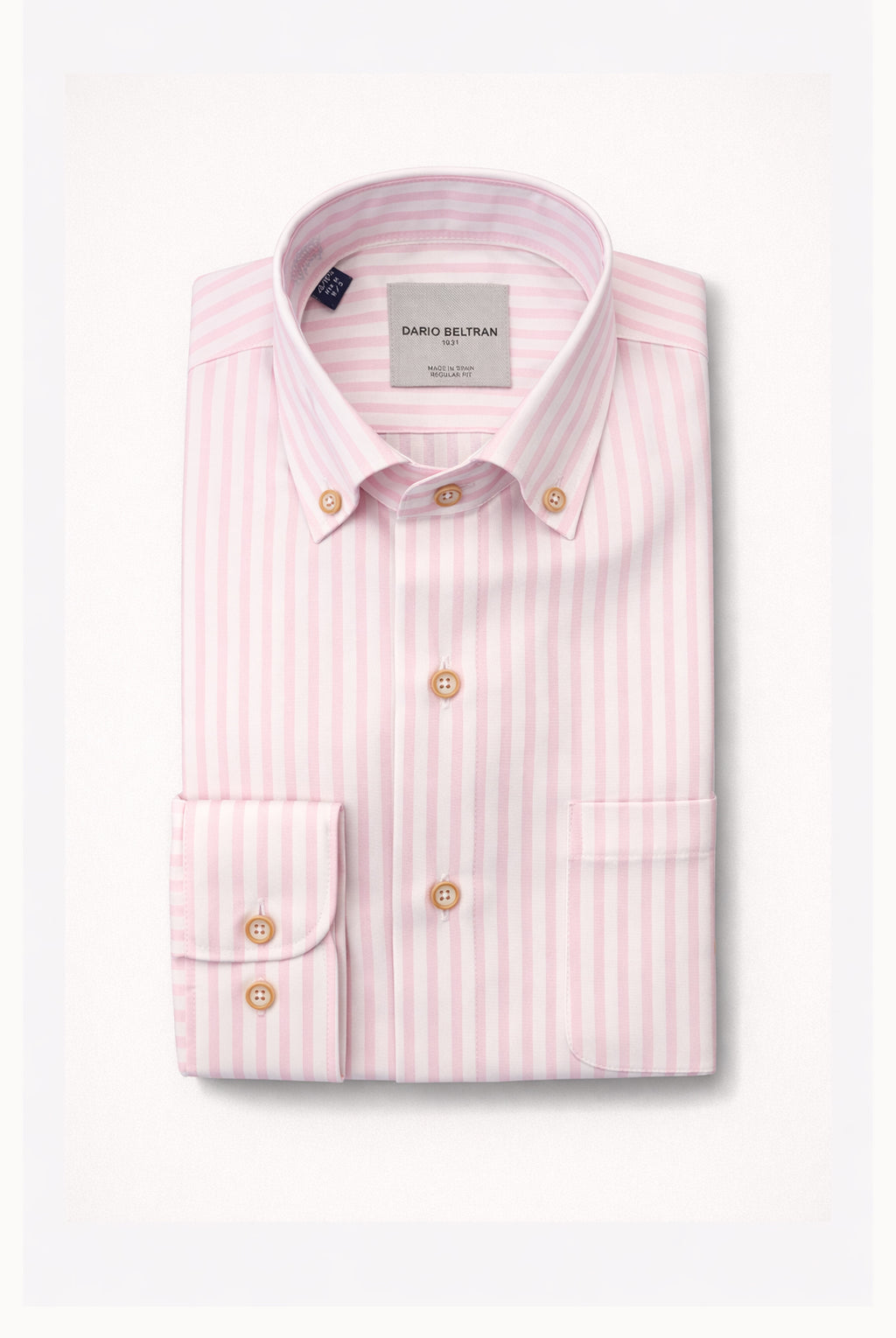 Button-Down Cotton Stripe Shirt - Pink