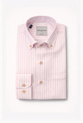 Button-Down Cotton Stripe Shirt - Pink