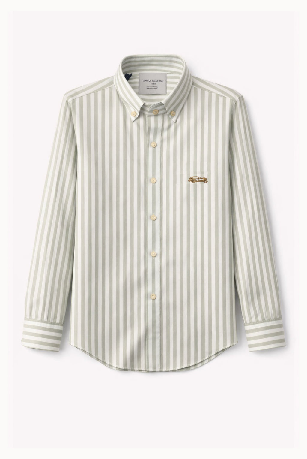 Button-Down Cotton Stripe Shirt - Sage