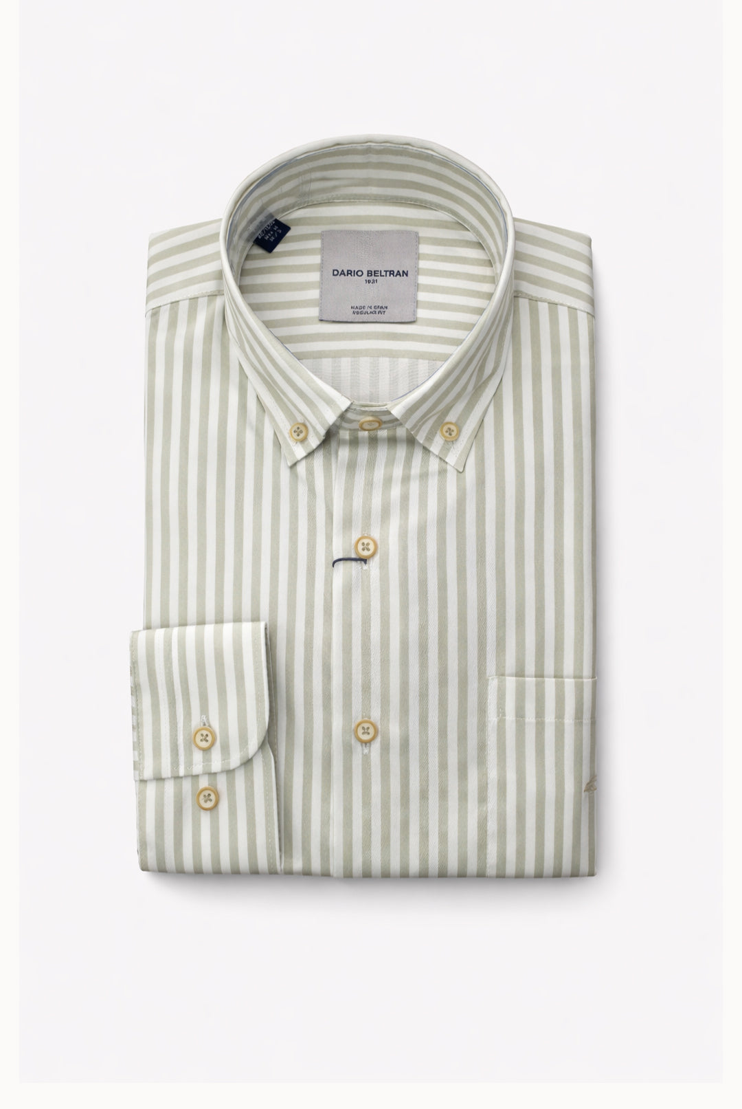 Button-Down Cotton Stripe Shirt - Sage