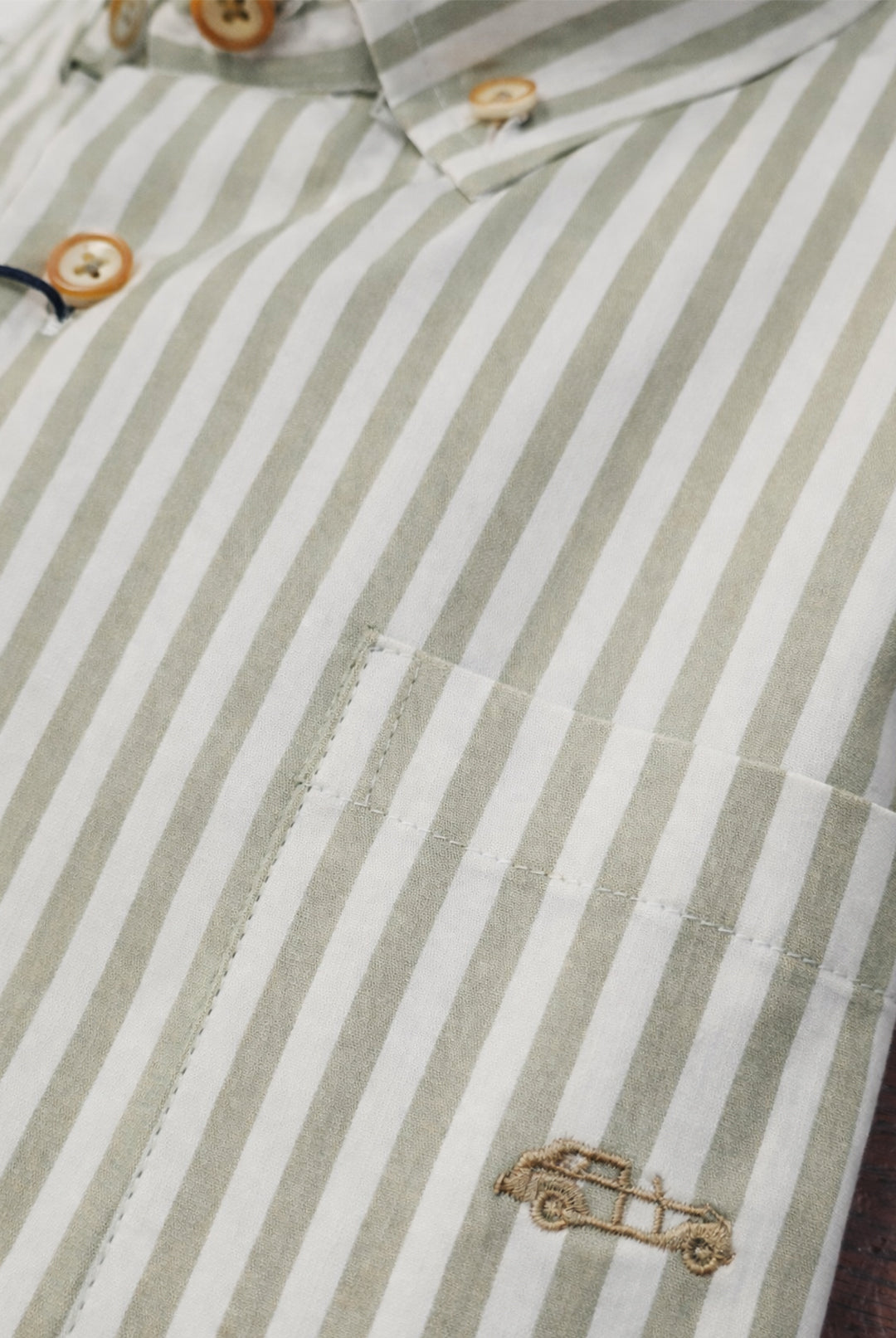 Button-Down Cotton Stripe Shirt - Sage