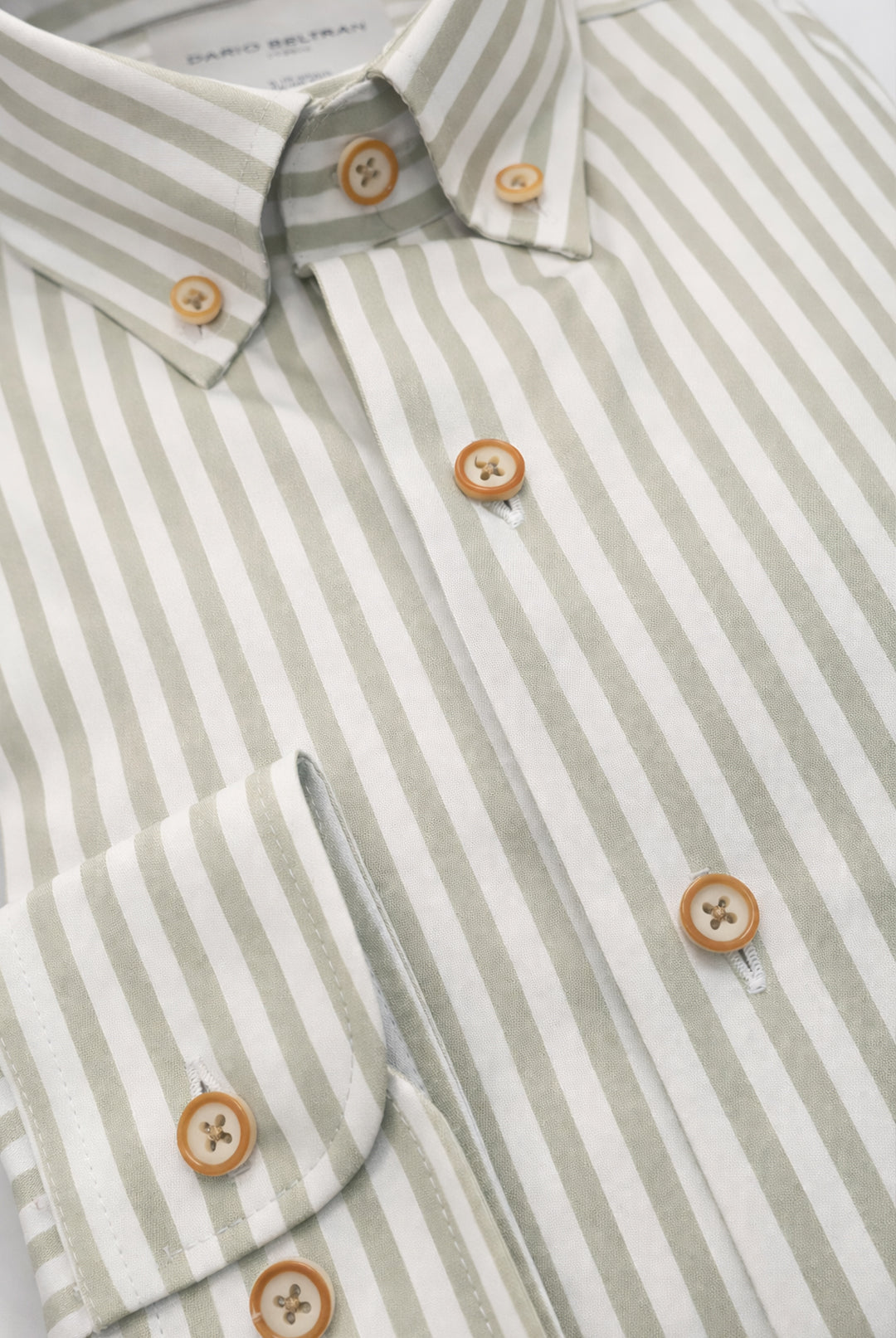 Button-Down Cotton Stripe Shirt - Sage