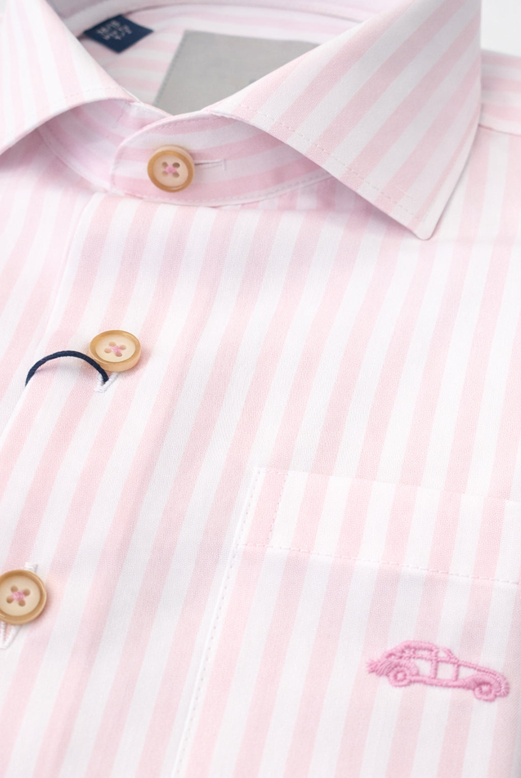 Button-Down Cotton Stripe Shirt - Pink