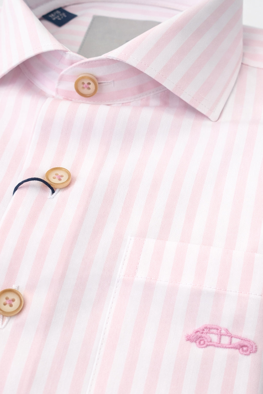 Button-Down Cotton Stripe Shirt - Pink